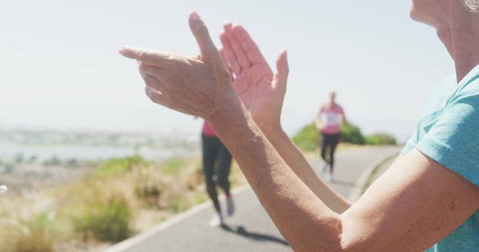 Athletics women running on the road