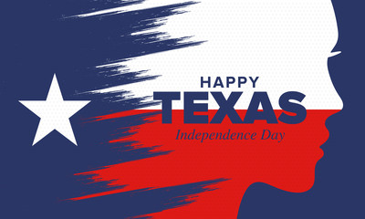 Texas Independence Day. Freedom holiday in Unites States, celebrated annual in March. Lone star flag. Texas flag. Patriotic sign and elements. Poster, card, banner and background. Vector illustration