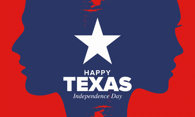 Texas Independence Day. Freedom holiday in Unites States, celebrated annual in March. Lone star flag. Texas flag. Patriotic sign and elements. Poster, card, banner and background. Vector illustration