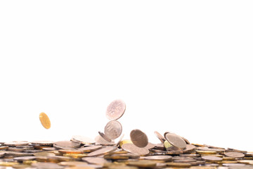 pile of coins isolated