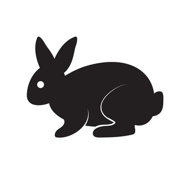 Logo black silhouette of a stylized hare on a white isolated background. Vector image