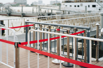 Naklejka premium white barricade in the city image photo