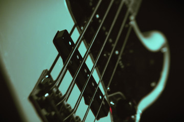 Bass guitar and strings close-up
