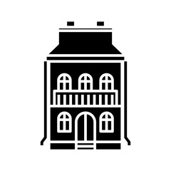 Two storey house black icon, concept illustration, vector flat symbol, glyph sign.