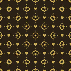 Fototapeta na wymiar Dark background Wallpaper with a gold seamless pattern on a black background, vector image
