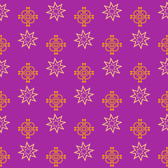 Colorful seamless geometric pattern on a purple background. Vector 