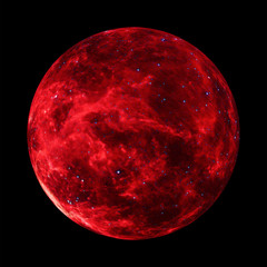 Red planet apocalypse isolated on black background. Ready for insert in galaxy space.