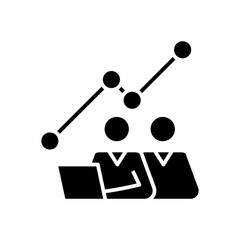 Team communication black icon, concept illustration, vector flat symbol, glyph sign.