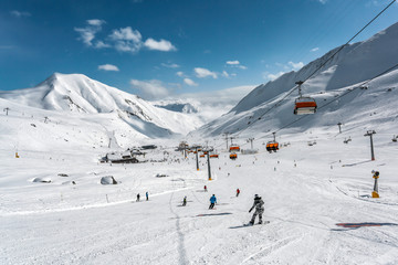 Fototapeta na wymiar Winter landscape of mountains in Alps 