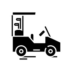 Walking car black icon, concept illustration, vector flat symbol, glyph sign.