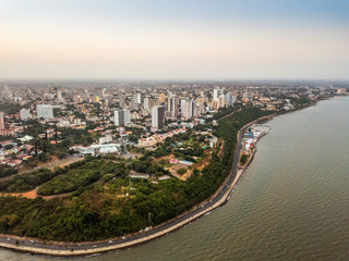 Fototapeta na wymiar Aerial view of beautiful coast of Maputo, Costa do Sol, Mozambique