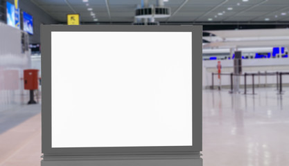 Blank billboard mock up or posters in the airport,Empty advertising billboard at aerodrome for advertisement.