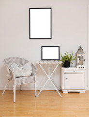 Picture frame mockup living room