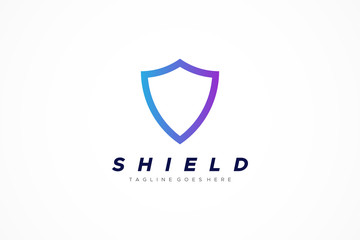 Simple Line Shield Icon Security Logo isolated on white background. Flat Vector Logo Design Template Element