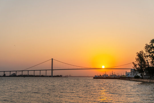 Sunset with The Golden Bridge in Maputo, Mozambique