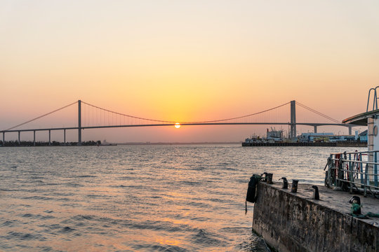 Sunset with The Golden Bridge in Maputo, Mozambique