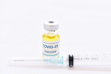 Vial of COVID-19 virus vaccine for injection, protective from novel coronavirus 2019 found in Wuhan, China