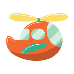 Cute red helicopter toy for children. Vector illustration isolated on white background