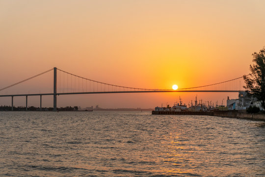 Sunset with The Golden Bridge in Maputo, Mozambique