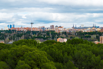 View of the City, Vegetation, Architecture, Land and Culture in Madrid / Spain