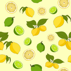 Seamless repeating pattern of lemons and limes
