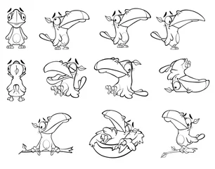 Fototapeten Vektor-Illustration eines niedlichen Cartoon-Charakters Rabe für Sie Design und Computerspiel. Malbuch-Umriss-Set © liusa