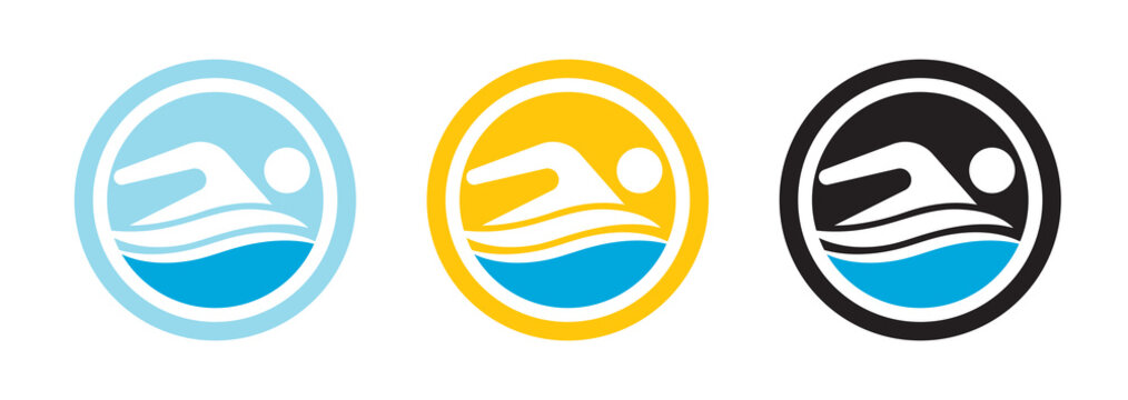Swim logo for application or website. Swimming championship icon.