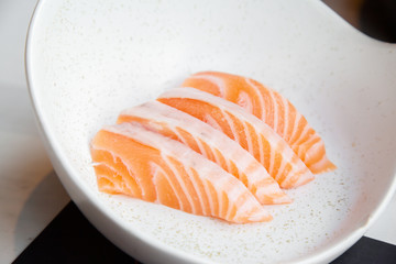Fresh salmon sashimi, Japanese raw fish food