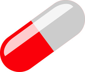 Coronavirus disease protection. White and red pill isolated on white background. Close up macro shot. Medication, healthcare insurance, pharmacy concept.