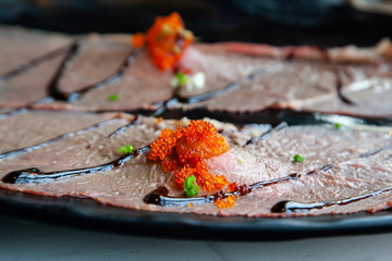 Sliced Wagyu beef sushi, Japanese style food