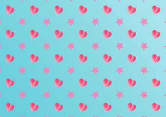 Vector pattern heart love motif with heart and star symbol.