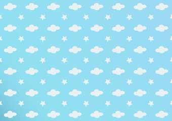 Vector pattern sky love motif with cloud and star symbol.