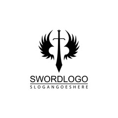 Sword Winged Logo Vector Template Design