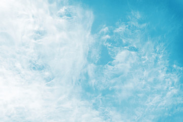 Fototapeta na wymiar Blue sky and white thin cirrus clouds. Beautiful background and panorama