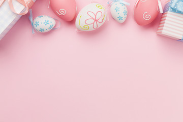 Easter greeting card with colorful easter eggs