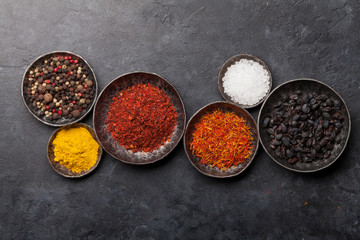 Various spices in bowls