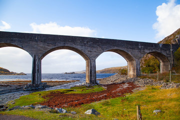 Fototapeta na wymiar Viaduct at a beach in Lochaber, Scottish Highlands