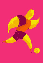 Fototapeta na wymiar Fully editable vector illustration of a stylized soccer – football player silhouette in a dynamic position getting ready to strike the ball