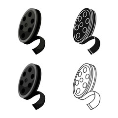 Isolated object of reel and movie sign. Web element of reel and film vector icon for stock.