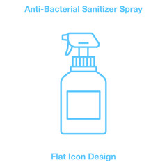 Anti-Bacterial Sanitizer Spray, Hand Sanitizer Dispenser, infection control concept. Sanitizer to prevent colds, virus, Coronavirus, flu. Spray bottle. Flat icon design