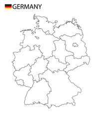 Obraz premium Germany map, black and white detailed outline with regions of the country. Vector illustration