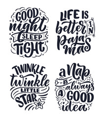 Fototapeta premium Lettering Slogan about sleep and good night. Vector illustration design for graphic, prints, poster, card, sticker and other creative uses