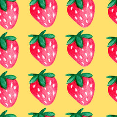Pattern. Isolated strawberries. Strawberry watercolor. Berry. Red.