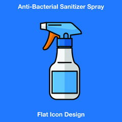 Anti-Bacterial Sanitizer Spray, Hand Sanitizer Dispenser, infection control concept. Sanitizer to prevent colds, virus, Coronavirus, flu. Spray bottle. Flat icon design