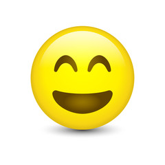 Happy Smile Happiness Icon 3d Realistic Isolated on White Background