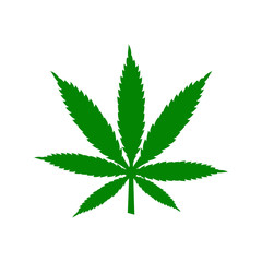 CBD. Cannabis, Marijuana isolated on white background, logo. Green weed. Relax drug concept. Vector flat design.