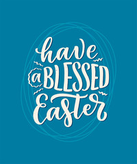 Calligraphy lettering slogan about Easter for flyer and print design. Vector illustration. Template banner, poster, greeting postcard.