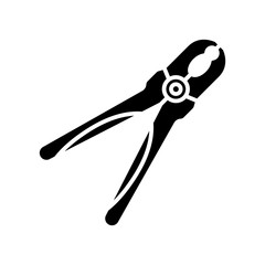 Tongs black icon, concept illustration, vector flat symbol, glyph sign.