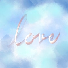 Abstract blue background with love calligraphy