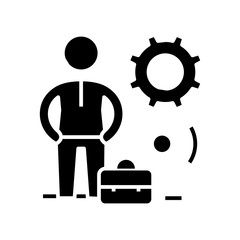Working person line icon, concept sign, outline vector illustration, linear symbol.